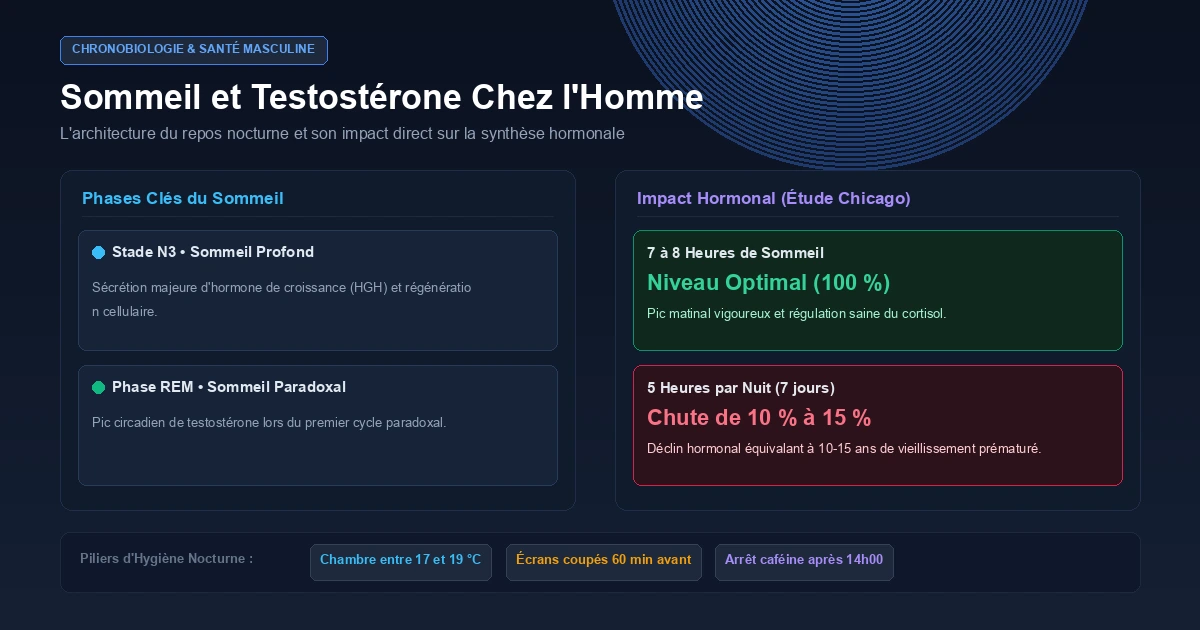 Architecture du sommeil et synthèse de testostérone chez l'homme : stades N3, REM et comparaison des heures de sommeil